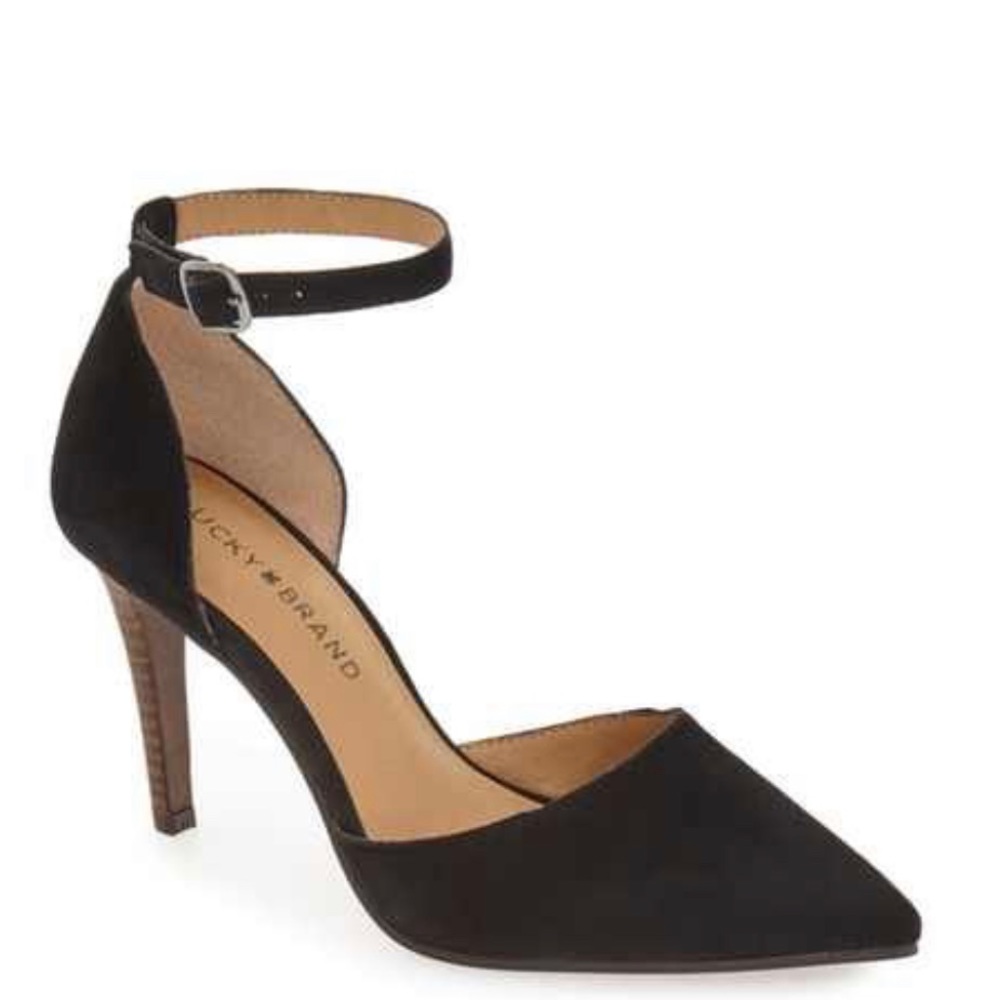 Lucky Brand D’Orsay Black Suede Heels size 9.5